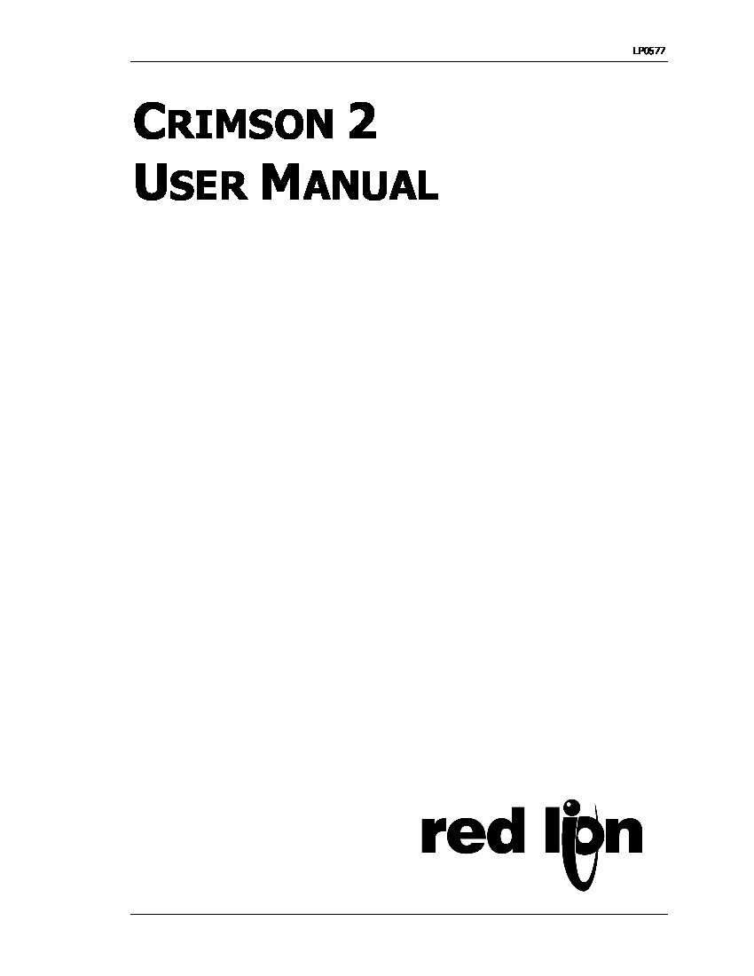 First Page Image of G306A000 Crimson 2 User Manual LP0577.pdf